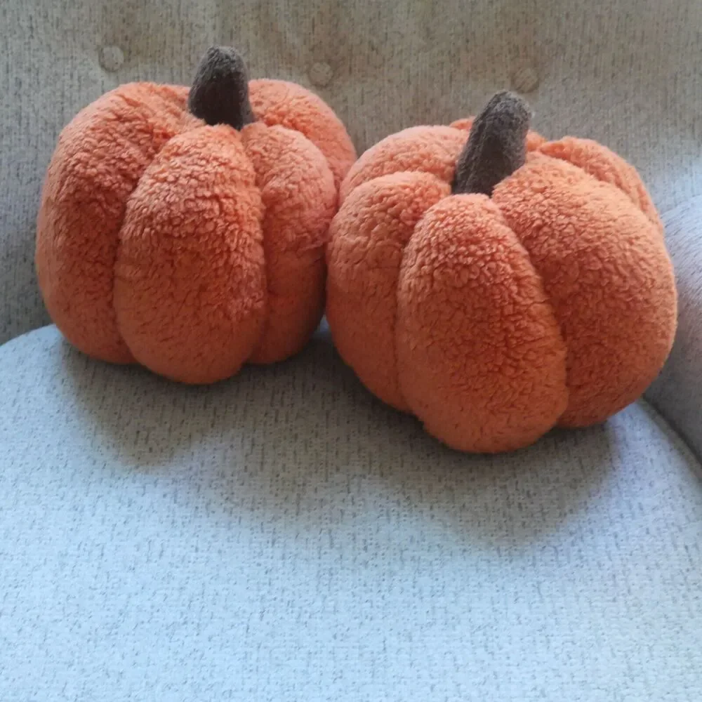 NEW Hyde and Eek! Sherpa Pumpkin Toss Throw Pillow Halloween Fall SET OF 2